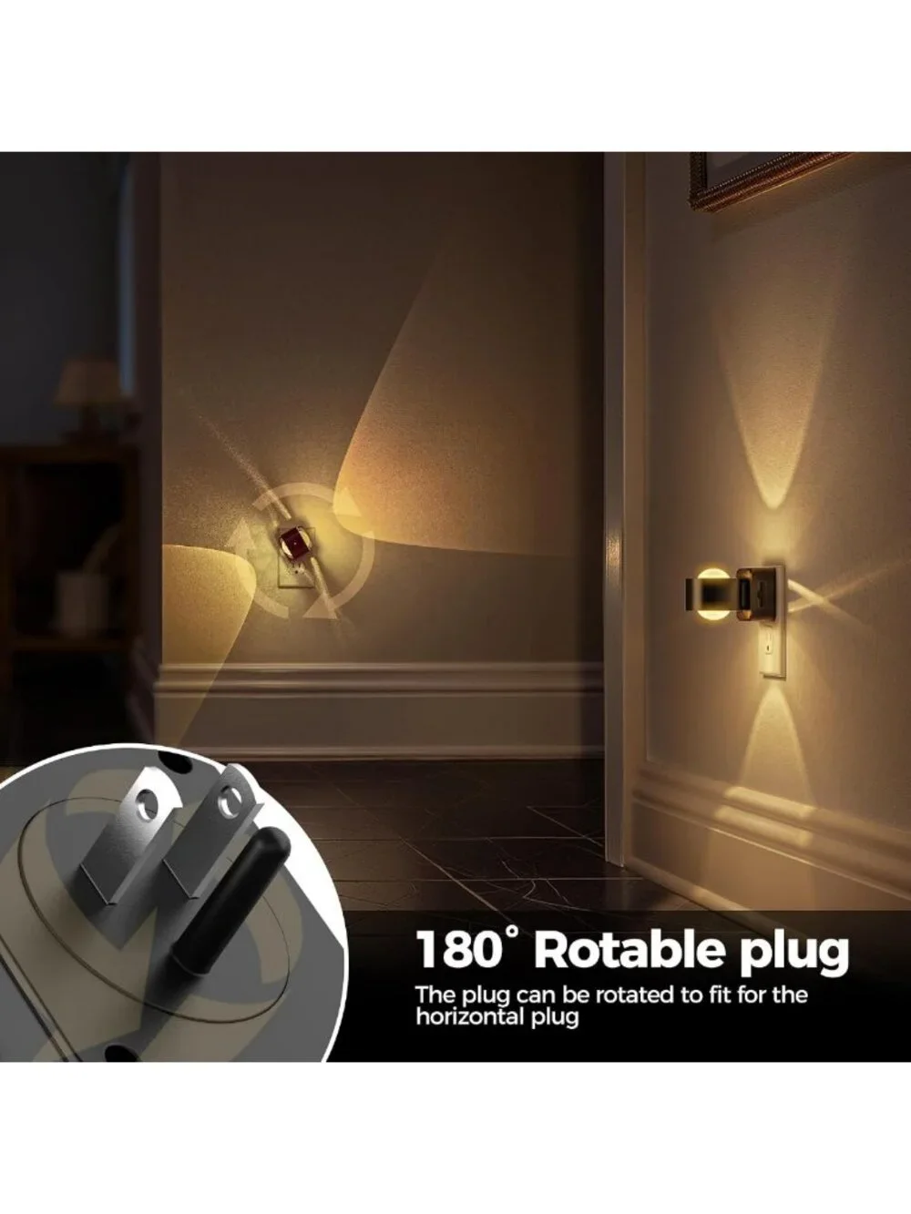 Rotating LED Night Light Projector for Kids | Dusk to Dawn Sensor, Dimmable Warm